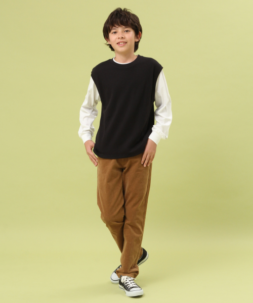 GLOBAL WORK(グローバルワーク)の「【ジュニア】ベストツキレイヤード/844070(Tシャツ/カットソー・キッズ・ブラック/ベージュ・MEDIUM/LARGE)」の4枚目の写真