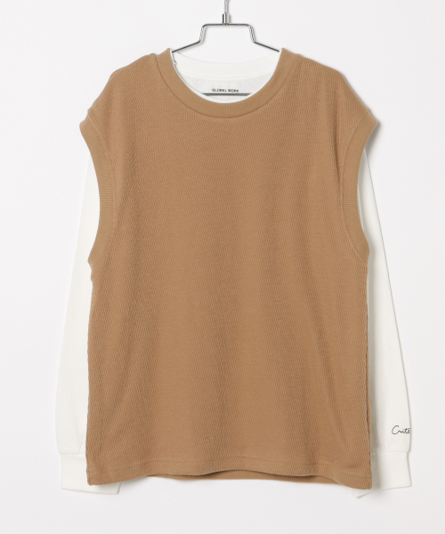 GLOBAL WORK(グローバルワーク)の「【ジュニア】ベストツキレイヤード/844070(Tシャツ/カットソー・キッズ・ブラック/ベージュ・MEDIUM/LARGE)」の7枚目の写真