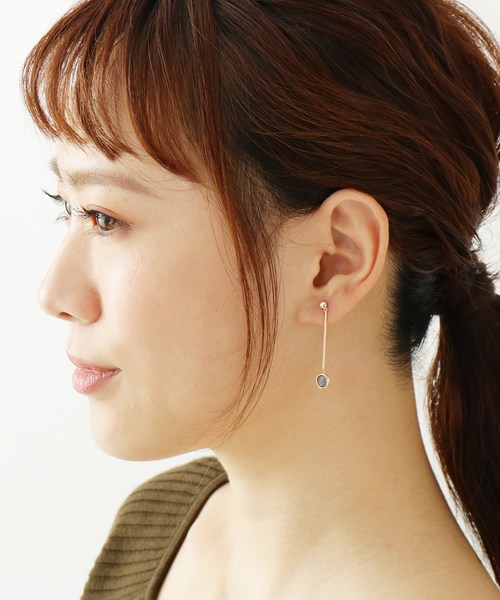 COCOSHNIK（ココシュニック）の「カラーストーン（ラブラドライト）ダブルローズカット　スィングピアス（ピアス（両耳用）・レディース・イエロー系その他7・00）」の6枚目の写真