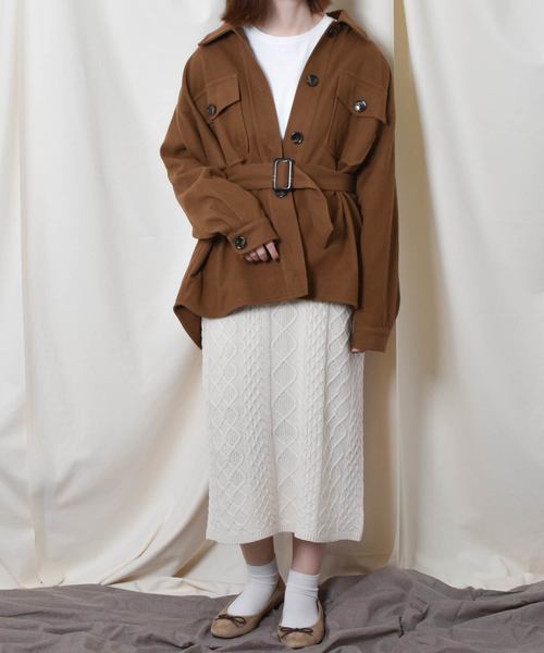 PairPair（ペアペア）の「ケーブルニットナロースカート（スカート・レディース・モカ/ライトベージュ・FREE）」の13枚目の写真