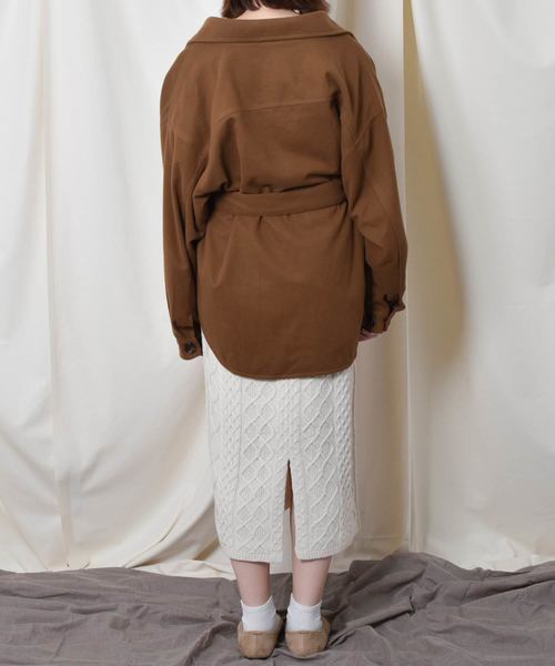 PairPair（ペアペア）の「ケーブルニットナロースカート（スカート・レディース・モカ/ライトベージュ・FREE）」の15枚目の写真