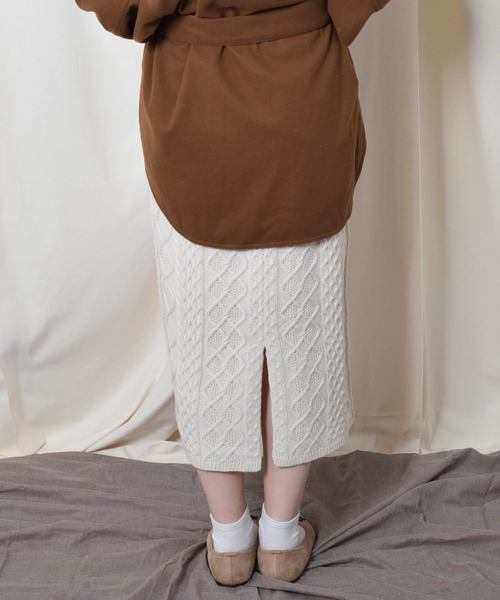 PairPair（ペアペア）の「ケーブルニットナロースカート（スカート・レディース・モカ/ライトベージュ・FREE）」の18枚目の写真