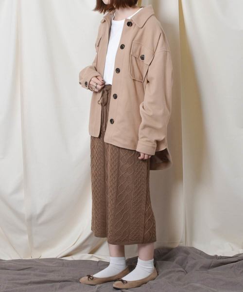 PairPair（ペアペア）の「ケーブルニットナロースカート（スカート・レディース・モカ/ライトベージュ・FREE）」の3枚目の写真