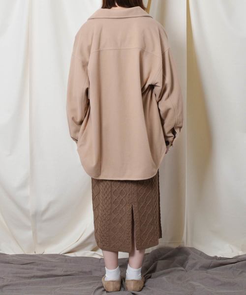 PairPair（ペアペア）の「ケーブルニットナロースカート（スカート・レディース・モカ/ライトベージュ・FREE）」の4枚目の写真