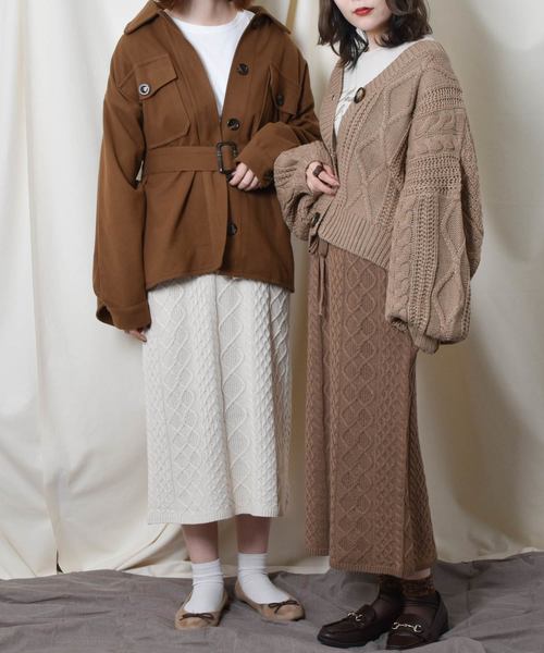 PairPair（ペアペア）の「ケーブルニットナロースカート（スカート・レディース・モカ/ライトベージュ・FREE）」の8枚目の写真