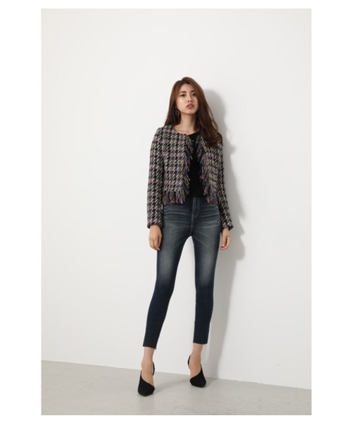 セール Mlt イタリアンツイードフリンジジャケット ノーカラージャケット Rienda リエンダ のファッション通販 Zozotown