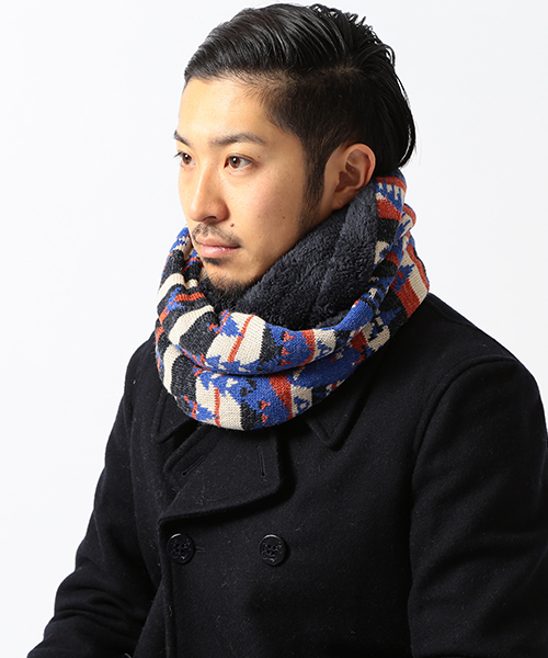 BEAMS（ビームス）の「◎BEAMS / ネイティブ柄 スヌード（ストール/ショール・メンズ・ライトグレー/ブラック/ネイビー・ONE SIZE）」の3枚目の写真