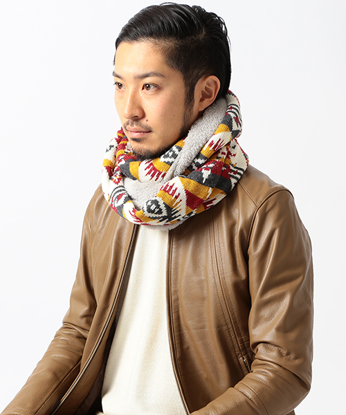 BEAMS（ビームス）の「◎BEAMS / ネイティブ柄 スヌード（ストール/ショール・メンズ・ライトグレー/ブラック/ネイビー・ONE SIZE）」の2枚目の写真