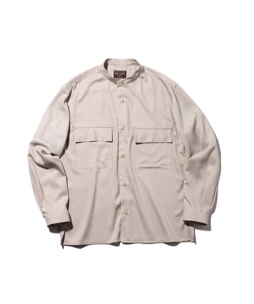 MR.OLIVE（ミスターオリーブ）の「ドレープ レーヨンツイル / バンドカラーシャツ（シャツ/ブラウス・メンズ・ブラック/サンドベージュ/マスタード・SMALL/MEDIUM/LARGE）」の4枚目の写真