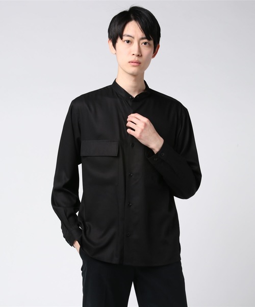 MR.OLIVE（ミスターオリーブ）の「ドレープ レーヨンツイル / バンドカラーシャツ（シャツ/ブラウス・メンズ・ブラック/サンドベージュ/マスタード・SMALL/MEDIUM/LARGE）」の17枚目の写真