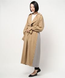 STYLEBLOCK | ボリュームスリーブバック無地チェック切り替えトレンチコート(トレンチコート)