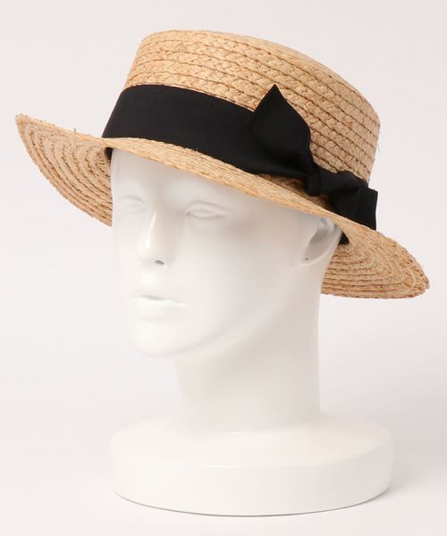 coca（coca）（コカ）の「天然素材太リボンカンカン帽（ハット・レディース・ブラック・ONE SIZE）」の3枚目の写真