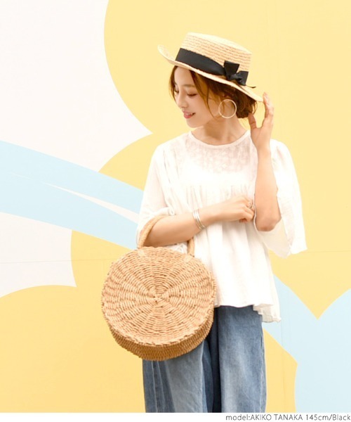 coca（coca）（コカ）の「天然素材太リボンカンカン帽（ハット・レディース・ブラック・ONE SIZE）」の8枚目の写真