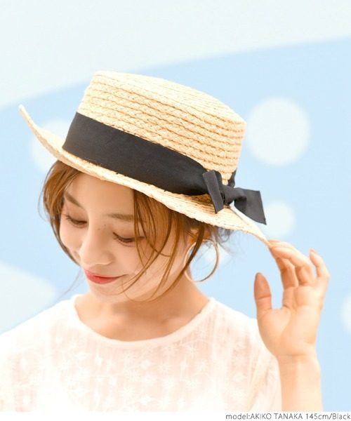 coca（coca）（コカ）の「天然素材太リボンカンカン帽（ハット・レディース・ブラック・ONE SIZE）」の7枚目の写真