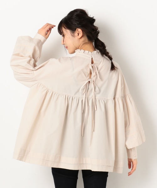 archives（アルシーヴ）の「ハイネックフレア2wayブラウス（シャツ/ブラウス・レディース・オフホワイト/ベージュ/ミント・MEDIUM）」の7枚目の写真