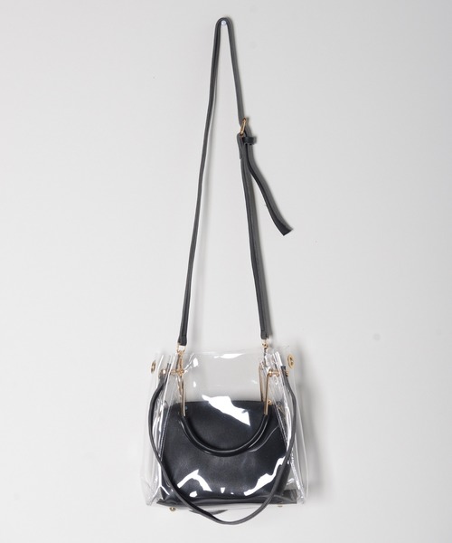 shopnikoniko(ショップニコニコ)の「クリアバッグ ショルダー ミニ スクエア 3way ビニールバッグ クリア ショルダーバッグ(ショルダーバッグ・レディース・ホワイト/ブラック/イエロー/グリーン・フリー)」の15枚目の写真