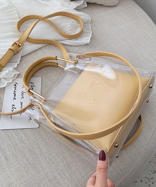 shopnikoniko(ショップニコニコ)の「クリアバッグ ショルダー ミニ スクエア 3way ビニールバッグ クリア ショルダーバッグ(ショルダーバッグ・レディース・ホワイト/ブラック/イエロー/グリーン・フリー)」の11枚目の写真