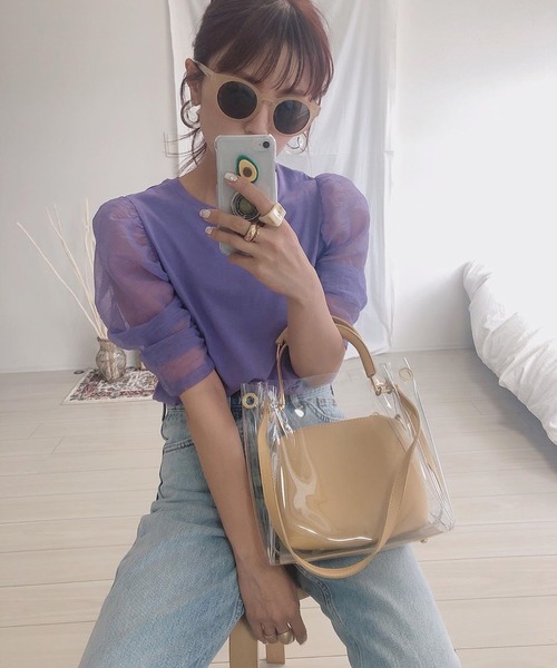 shopnikoniko(ショップニコニコ)の「クリアバッグ ショルダー ミニ スクエア 3way ビニールバッグ クリア ショルダーバッグ(ショルダーバッグ・レディース・ホワイト/ブラック/イエロー/グリーン・フリー)」の10枚目の写真