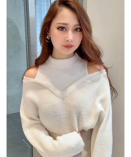 RESEXXY（リゼクシー）の「レイヤードニットトップス（ニット/セーター・レディース・ブラック/オフホワイト/モカ/ワイン・FREE）」の2枚目の写真