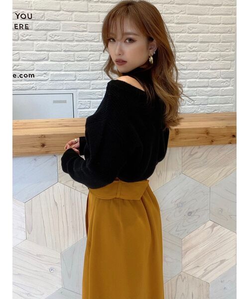 RESEXXY（リゼクシー）の「レイヤードニットトップス（ニット/セーター・レディース・ブラック/オフホワイト/モカ/ワイン・FREE）」の12枚目の写真