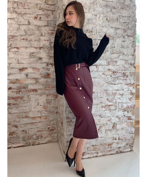 RESEXXY（リゼクシー）の「レイヤードニットトップス（ニット/セーター・レディース・ブラック/オフホワイト/モカ/ワイン・FREE）」の13枚目の写真