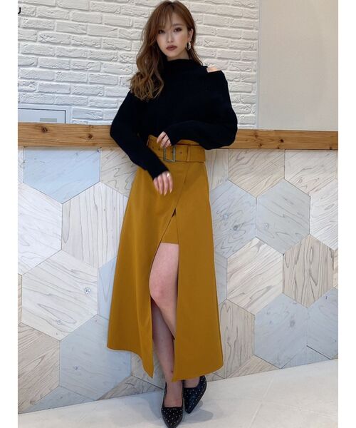 RESEXXY（リゼクシー）の「レイヤードニットトップス（ニット/セーター・レディース・ブラック/オフホワイト/モカ/ワイン・FREE）」の9枚目の写真