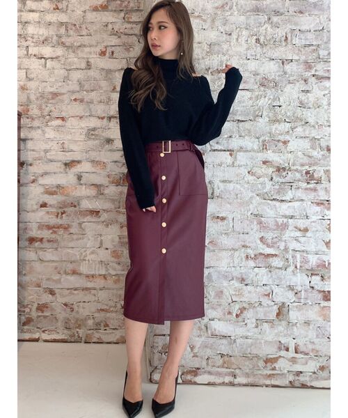 RESEXXY（リゼクシー）の「レイヤードニットトップス（ニット/セーター・レディース・ブラック/オフホワイト/モカ/ワイン・FREE）」の5枚目の写真