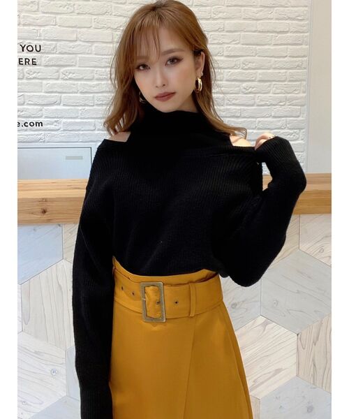 RESEXXY（リゼクシー）の「レイヤードニットトップス（ニット/セーター・レディース・ブラック/オフホワイト/モカ/ワイン・FREE）」の10枚目の写真