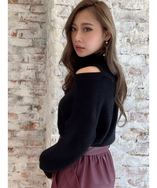 RESEXXY（リゼクシー）の「レイヤードニットトップス（ニット/セーター・レディース・ブラック/オフホワイト/モカ/ワイン・FREE）」の11枚目の写真