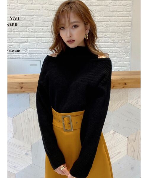 RESEXXY（リゼクシー）の「レイヤードニットトップス（ニット/セーター・レディース・ブラック/オフホワイト/モカ/ワイン・FREE）」の15枚目の写真