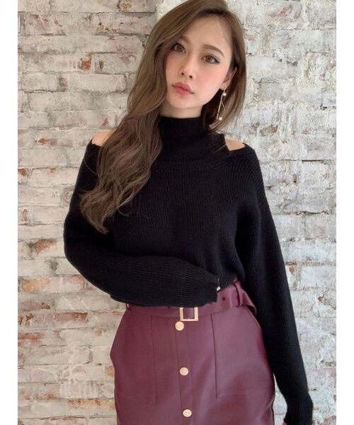 RESEXXY（リゼクシー）の「レイヤードニットトップス（ニット/セーター・レディース・ブラック/オフホワイト/モカ/ワイン・FREE）」の7枚目の写真