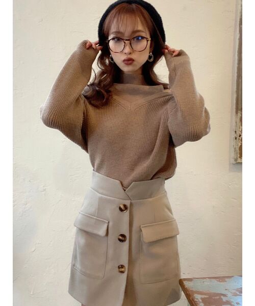 RESEXXY（リゼクシー）の「レイヤードニットトップス（ニット/セーター・レディース・ブラック/オフホワイト/モカ/ワイン・FREE）」の18枚目の写真