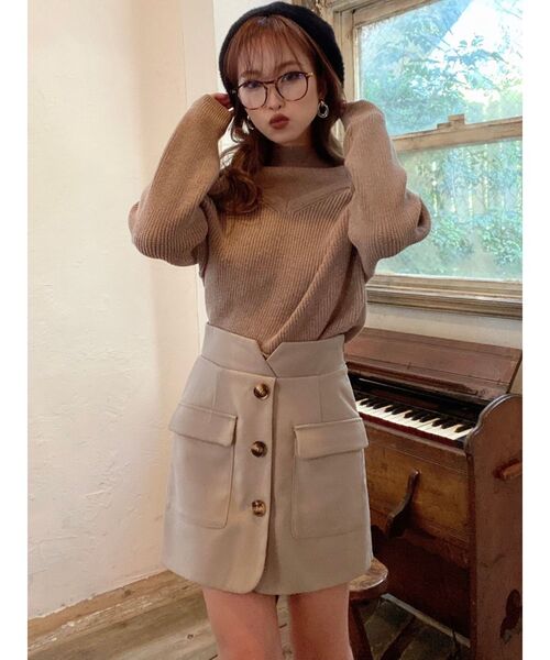 RESEXXY（リゼクシー）の「レイヤードニットトップス（ニット/セーター・レディース・ブラック/オフホワイト/モカ/ワイン・FREE）」の19枚目の写真