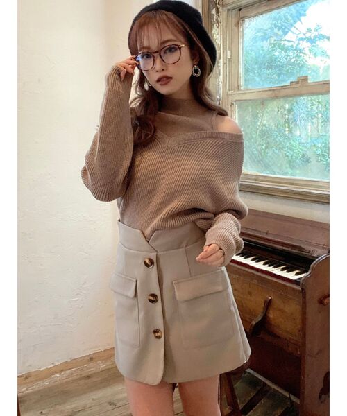 RESEXXY（リゼクシー）の「レイヤードニットトップス（ニット/セーター・レディース・ブラック/オフホワイト/モカ/ワイン・FREE）」の20枚目の写真