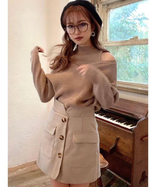 RESEXXY（リゼクシー）の「レイヤードニットトップス（ニット/セーター・レディース・ブラック/オフホワイト/モカ/ワイン・FREE）」の22枚目の写真