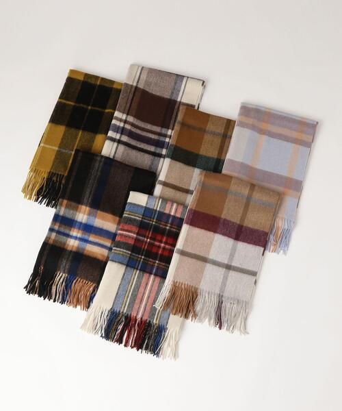 green label relaxing（グリーンレーベルリラクシング）の「SC ウールチェック ストール（ストール/ショール・レディース・ホワイト/イエロー/ブラウン/ライトブルー/ダークブラウン/ケリー/パープル・FREE）」の8枚目の写真