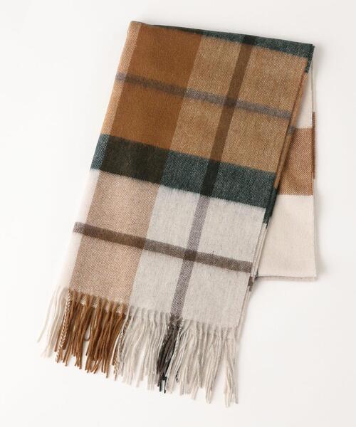 green label relaxing（グリーンレーベルリラクシング）の「SC ウールチェック ストール（ストール/ショール・レディース・ホワイト/イエロー/ブラウン/ライトブルー/ダークブラウン/ケリー/パープル・FREE）」の9枚目の写真