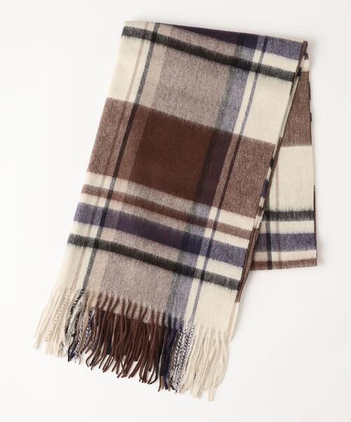 green label relaxing（グリーンレーベルリラクシング）の「SC ウールチェック ストール（ストール/ショール・レディース・ホワイト/イエロー/ブラウン/ライトブルー/ダークブラウン/ケリー/パープル・FREE）」の12枚目の写真