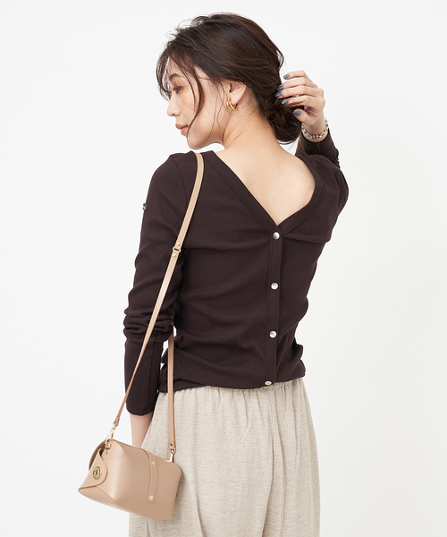 Rouge vif(ルージュヴィフ)の「【Leminor/ルミノア】 2WAYカットソー(Tシャツ/カットソー・レディース・ダークブラウン/バイオレット/グレイッシュベージュ・フリー)」の2枚目の写真
