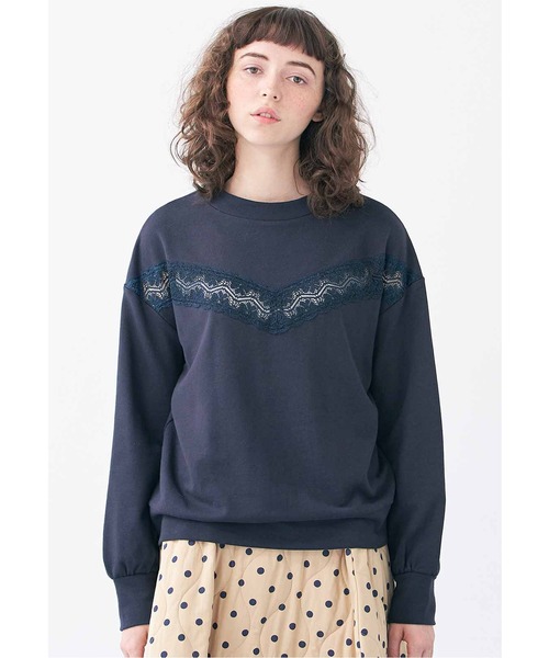 シロップ.(シロップ.)の「透かしレースがポイント スウェットトップス(スウェット・レディース・ブラック・SMALL/MEDIUM/LARGE/X-LARGE/XX-LARGE)」の1枚目の写真