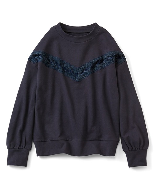 シロップ.(シロップ.)の「透かしレースがポイント スウェットトップス(スウェット・レディース・ブラック・SMALL/MEDIUM/LARGE/X-LARGE/XX-LARGE)」の2枚目の写真