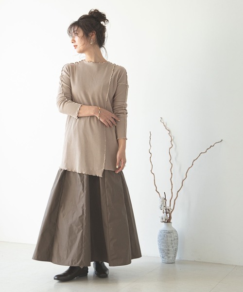 rectangle（レクタングル）の「サイドキリカエメローリブカットソー（Tシャツ/カットソー・レディース・ブラック/ベージュ/オフホワイト・FREE）」の14枚目の写真