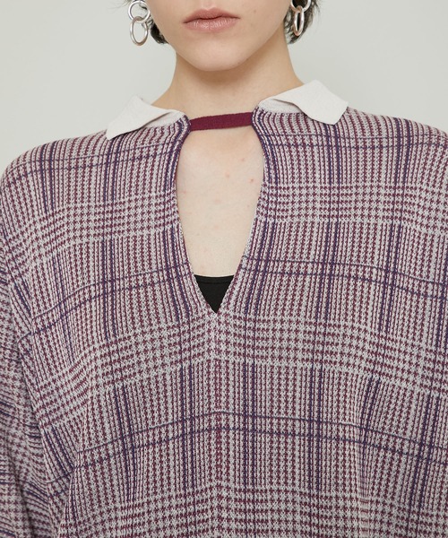 TAN(タン)の「【TAN(タン)】チェックラインブラウス/CHECKED&LINE BLOUSE(シャツ/ブラウス・レディース・キャメル/レッド・FREE)」の20枚目の写真