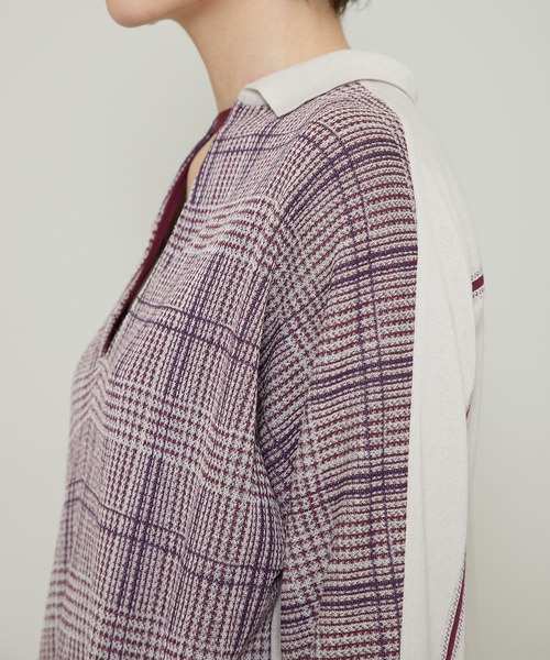 TAN(タン)の「【TAN(タン)】チェックラインブラウス/CHECKED&LINE BLOUSE(シャツ/ブラウス・レディース・キャメル/レッド・FREE)」の22枚目の写真