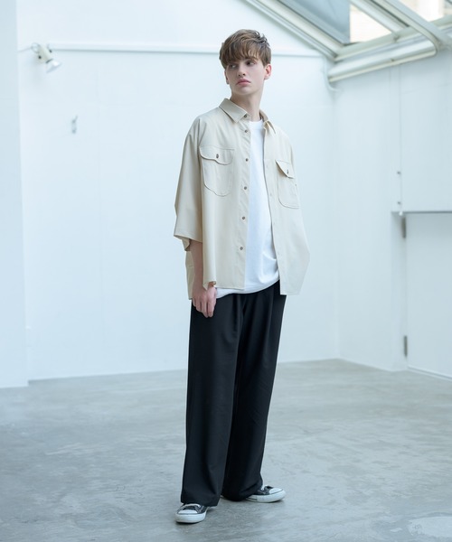 melt.（メルト）の「melt. - ドレープCPOドルマンオーバーシャツ（シャツ/ブラウス・メンズ・ブラック/ライトベージュ・SMALL/MEDIUM/LARGE）」の9枚目の写真