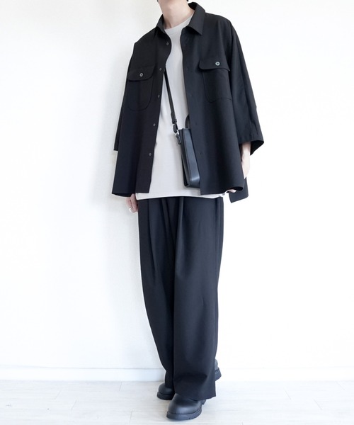 melt.（メルト）の「melt. - ドレープCPOドルマンオーバーシャツ（シャツ/ブラウス・メンズ・ブラック/ライトベージュ・SMALL/MEDIUM/LARGE）」の12枚目の写真