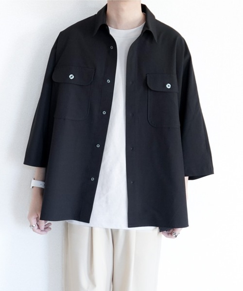 melt.（メルト）の「melt. - ドレープCPOドルマンオーバーシャツ（シャツ/ブラウス・メンズ・ブラック/ライトベージュ・SMALL/MEDIUM/LARGE）」の11枚目の写真