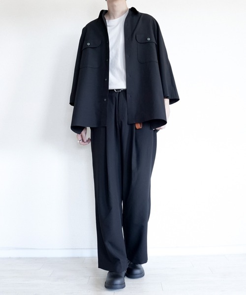 melt.（メルト）の「melt. - ドレープCPOドルマンオーバーシャツ（シャツ/ブラウス・メンズ・ブラック/ライトベージュ・SMALL/MEDIUM/LARGE）」の13枚目の写真