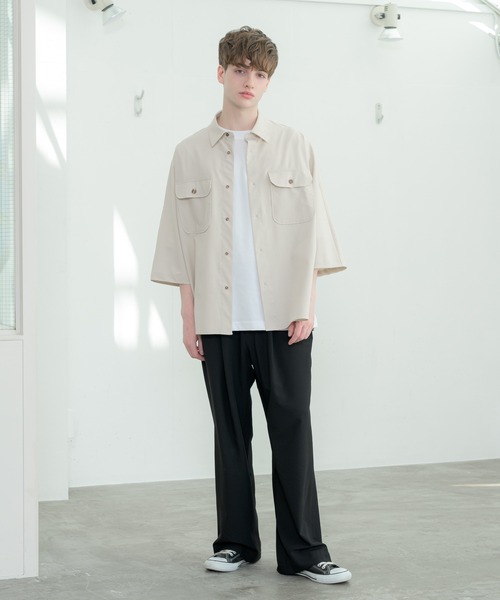 melt.（メルト）の「melt. - ドレープCPOドルマンオーバーシャツ（シャツ/ブラウス・メンズ・ブラック/ライトベージュ・SMALL/MEDIUM/LARGE）」の16枚目の写真