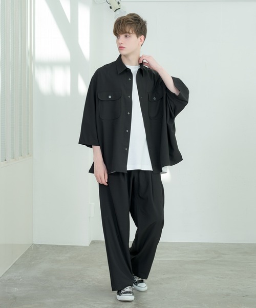 melt.（メルト）の「melt. - ドレープCPOドルマンオーバーシャツ（シャツ/ブラウス・メンズ・ブラック/ライトベージュ・SMALL/MEDIUM/LARGE）」の6枚目の写真